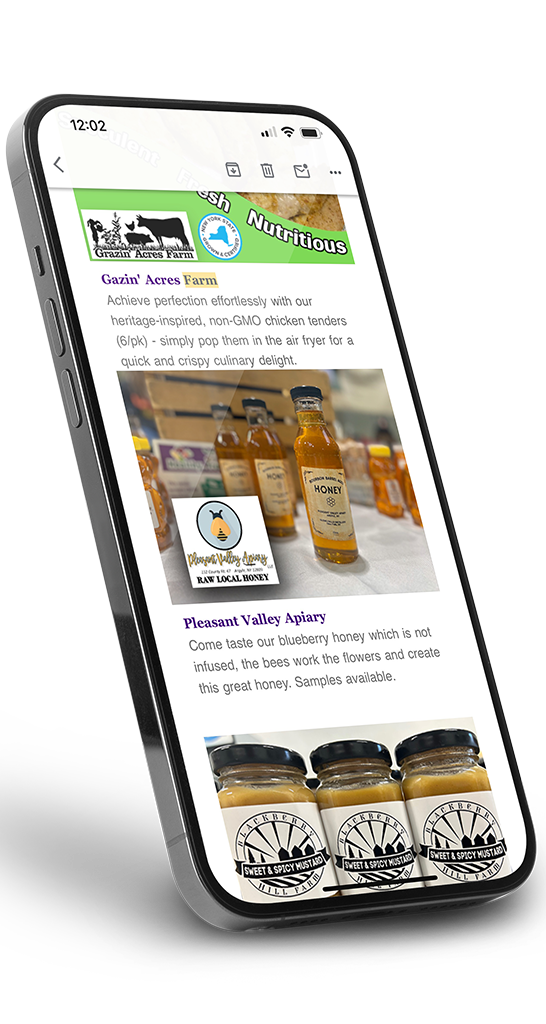 Smartphone displaying organic food product website.