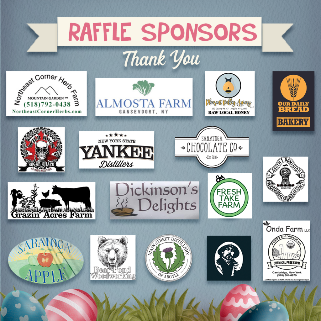 Collage of diverse raffle sponsor logos with gratitude banner.